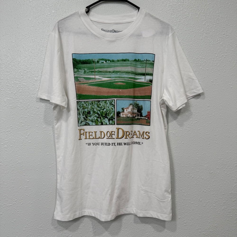 Field of Dreams Movie T Shirt White Baseball Graphic Print‎ Mens Medium M